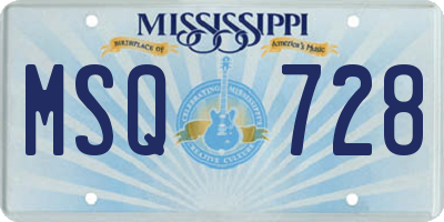 MS license plate MSQ728