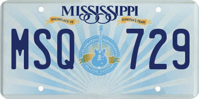 MS license plate MSQ729