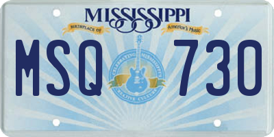 MS license plate MSQ730