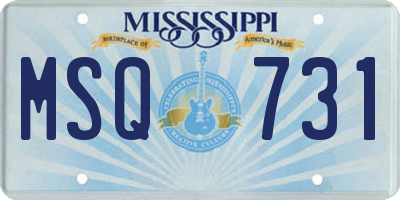 MS license plate MSQ731