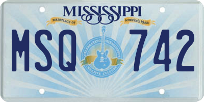 MS license plate MSQ742