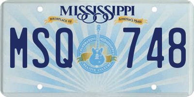 MS license plate MSQ748