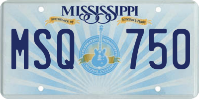 MS license plate MSQ750