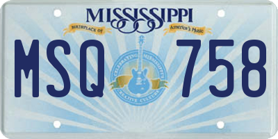 MS license plate MSQ758