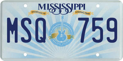 MS license plate MSQ759