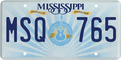 MS license plate MSQ765