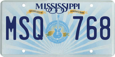 MS license plate MSQ768