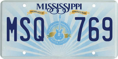 MS license plate MSQ769