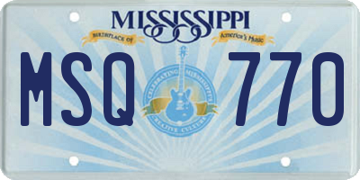 MS license plate MSQ770