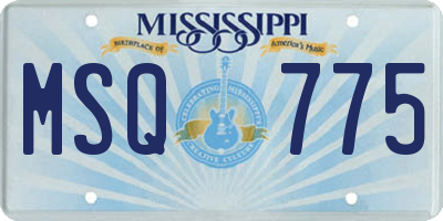 MS license plate MSQ775