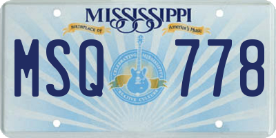 MS license plate MSQ778
