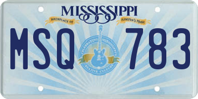 MS license plate MSQ783