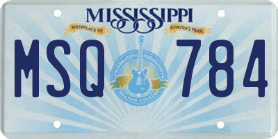 MS license plate MSQ784