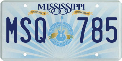 MS license plate MSQ785