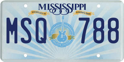 MS license plate MSQ788