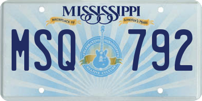 MS license plate MSQ792