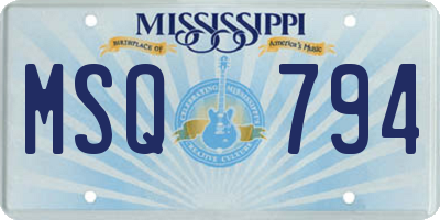 MS license plate MSQ794