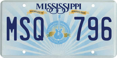 MS license plate MSQ796
