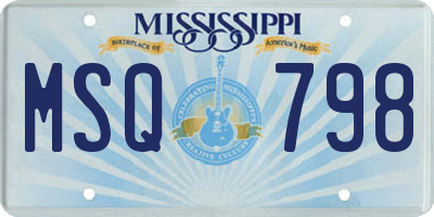 MS license plate MSQ798