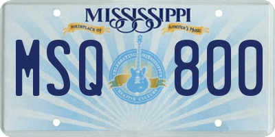 MS license plate MSQ800