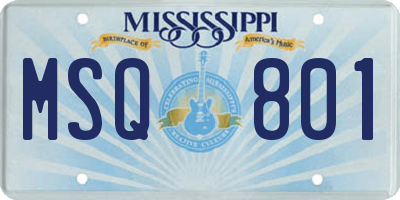MS license plate MSQ801