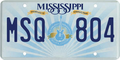 MS license plate MSQ804