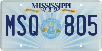 MS license plate MSQ805