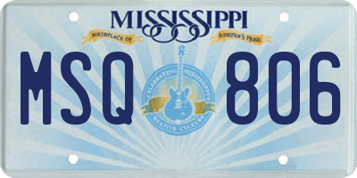 MS license plate MSQ806