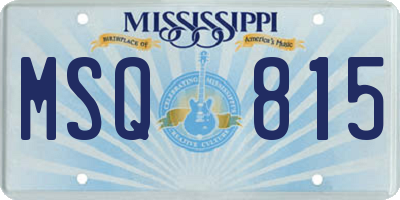 MS license plate MSQ815
