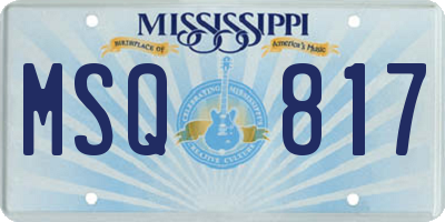 MS license plate MSQ817