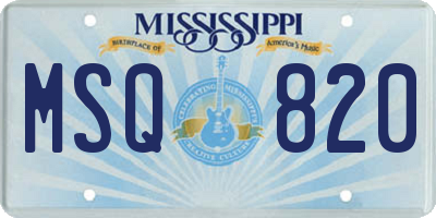 MS license plate MSQ820
