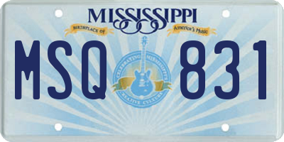 MS license plate MSQ831