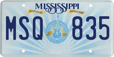 MS license plate MSQ835