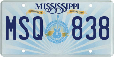 MS license plate MSQ838