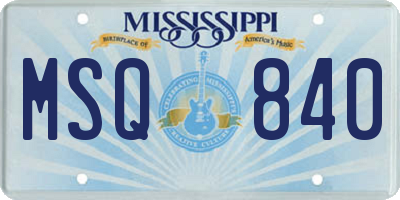 MS license plate MSQ840