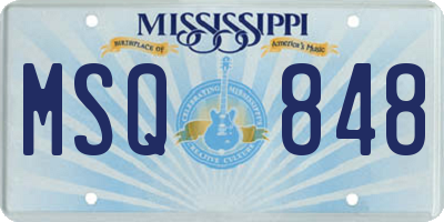 MS license plate MSQ848