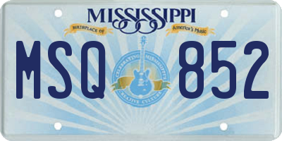 MS license plate MSQ852