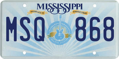 MS license plate MSQ868