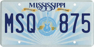MS license plate MSQ875