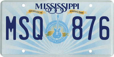 MS license plate MSQ876