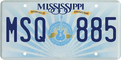 MS license plate MSQ885