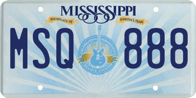 MS license plate MSQ888