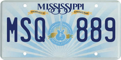 MS license plate MSQ889