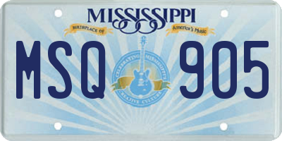 MS license plate MSQ905