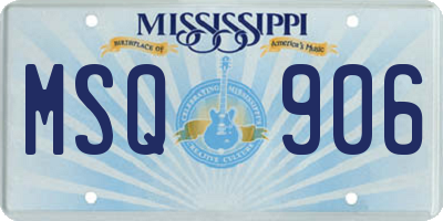 MS license plate MSQ906