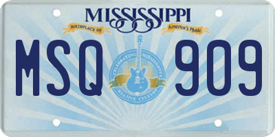 MS license plate MSQ909