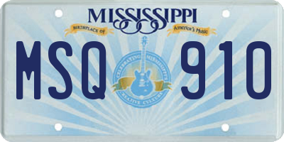 MS license plate MSQ910