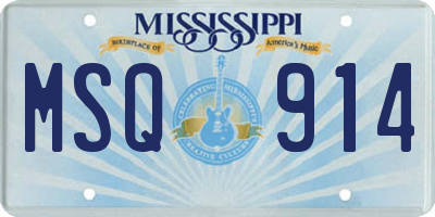 MS license plate MSQ914