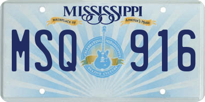 MS license plate MSQ916