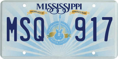MS license plate MSQ917